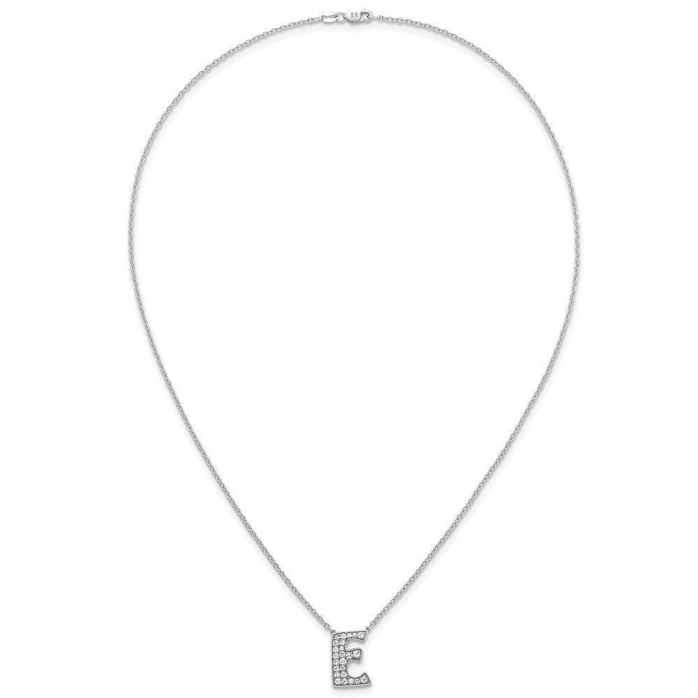 14kw 3/8ct Lab Grown Diamond VS+ F+ Comp Letter E 18in Initial Necklace