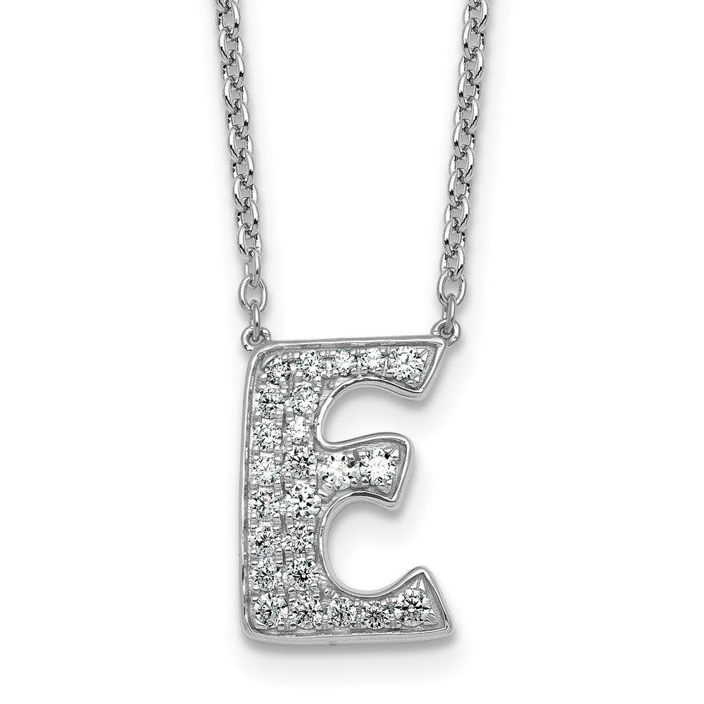 14kw 3/8ct Lab Grown Diamond VS+ F+ Comp Letter E 18in Initial Necklace