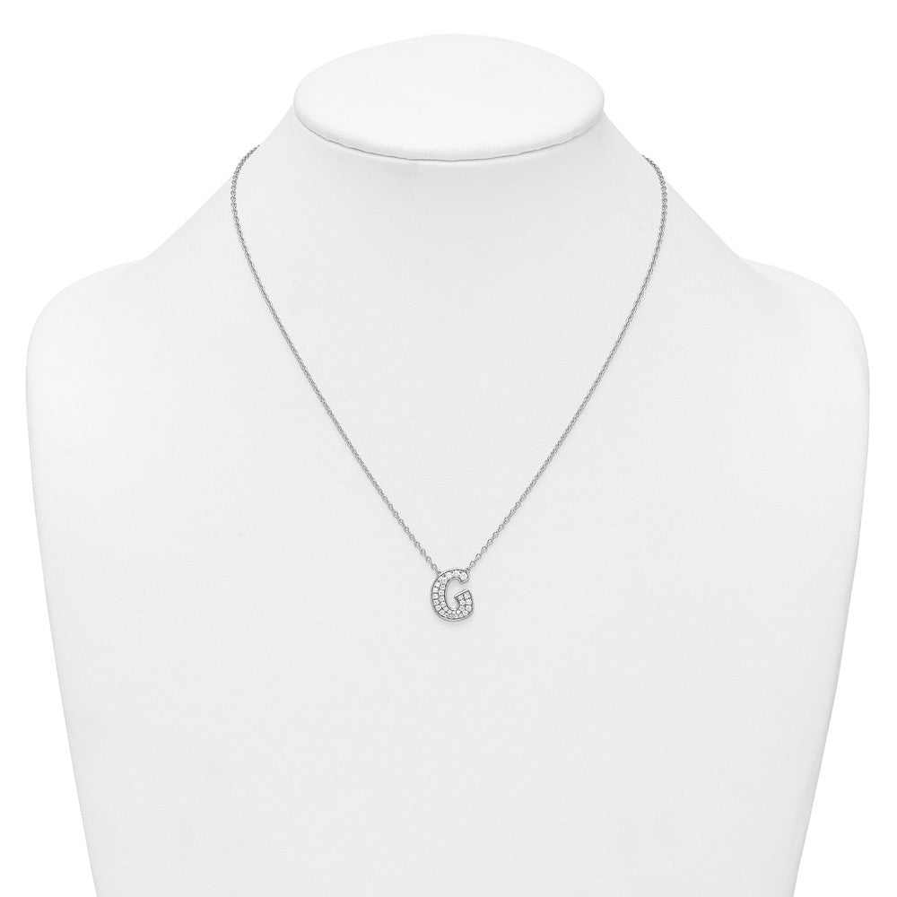 14kw 3/8ct Lab Grown Diamond VS+ F+ Comp Letter G 18in Initial Necklace