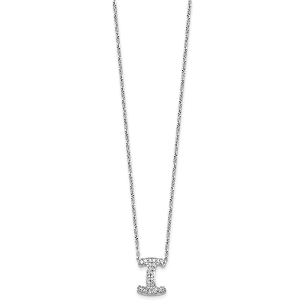 14kw 1/3ct Lab Grown Diamond VS+ F+ Comp Letter I 18in Initial Necklace