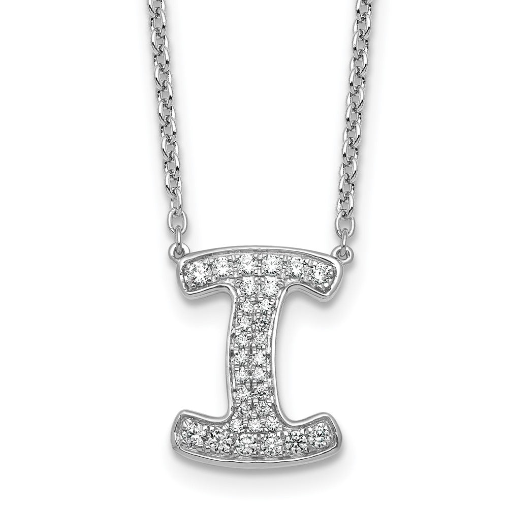 14kw 1/3ct Lab Grown Diamond VS+ F+ Comp Letter I 18in Initial Necklace