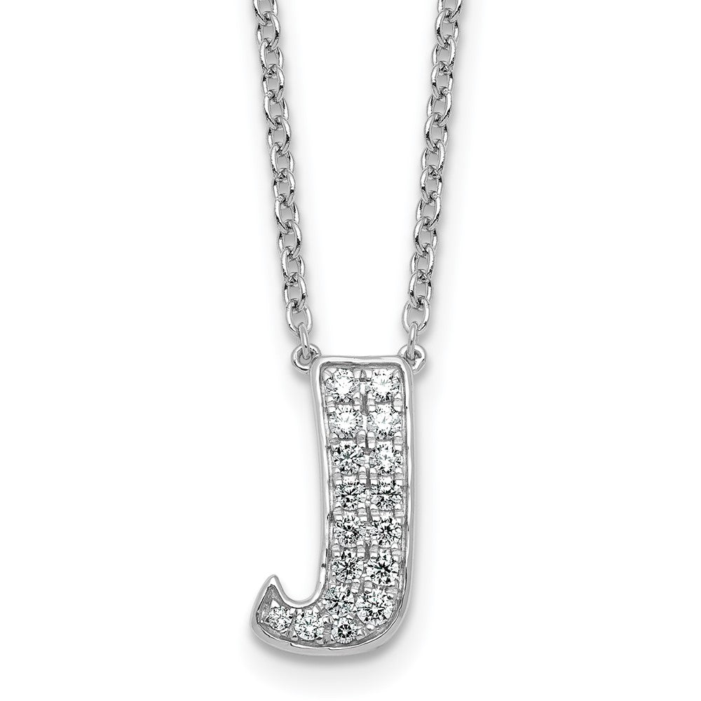 14kw 1/3ct Lab Grown Diamond VS+ F+ Comp Letter J 18in Initial Necklace
