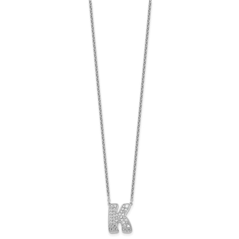 14kw 1/2ct Lab Grown Diamond VS+ F+ Comp Letter K 18in Initial Necklace