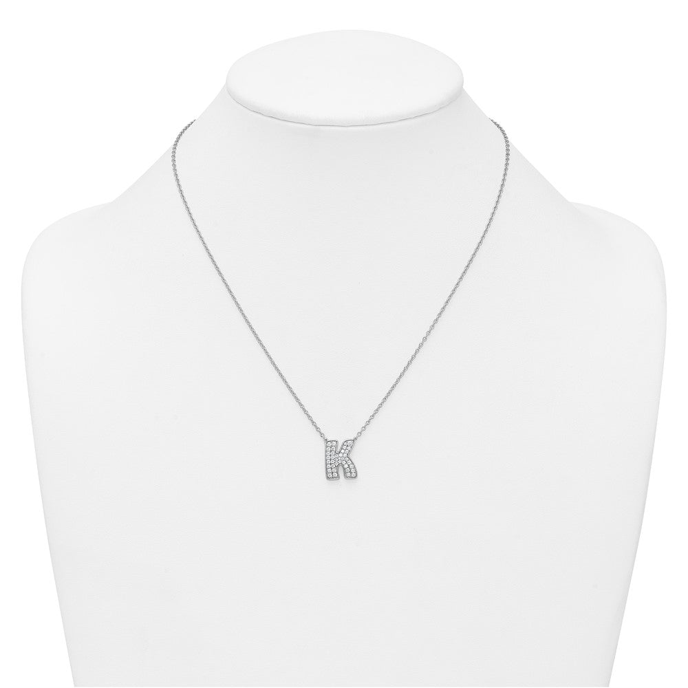14kw 1/2ct Lab Grown Diamond VS+ F+ Comp Letter K 18in Initial Necklace