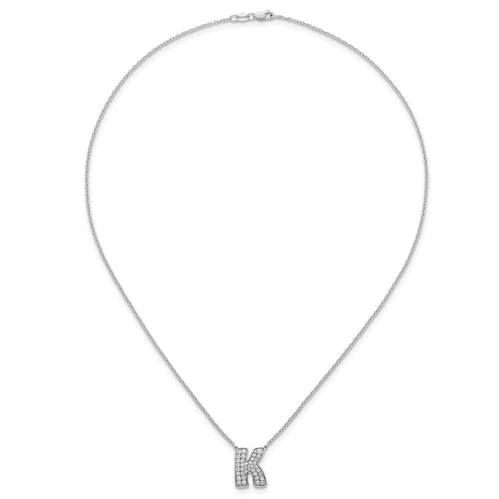 14kw 1/2ct Lab Grown Diamond VS+ F+ Comp Letter K 18in Initial Necklace