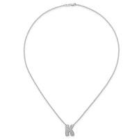 14kw 1/2ct Lab Grown Diamond VS+ F+ Comp Letter K 18in Initial Necklace