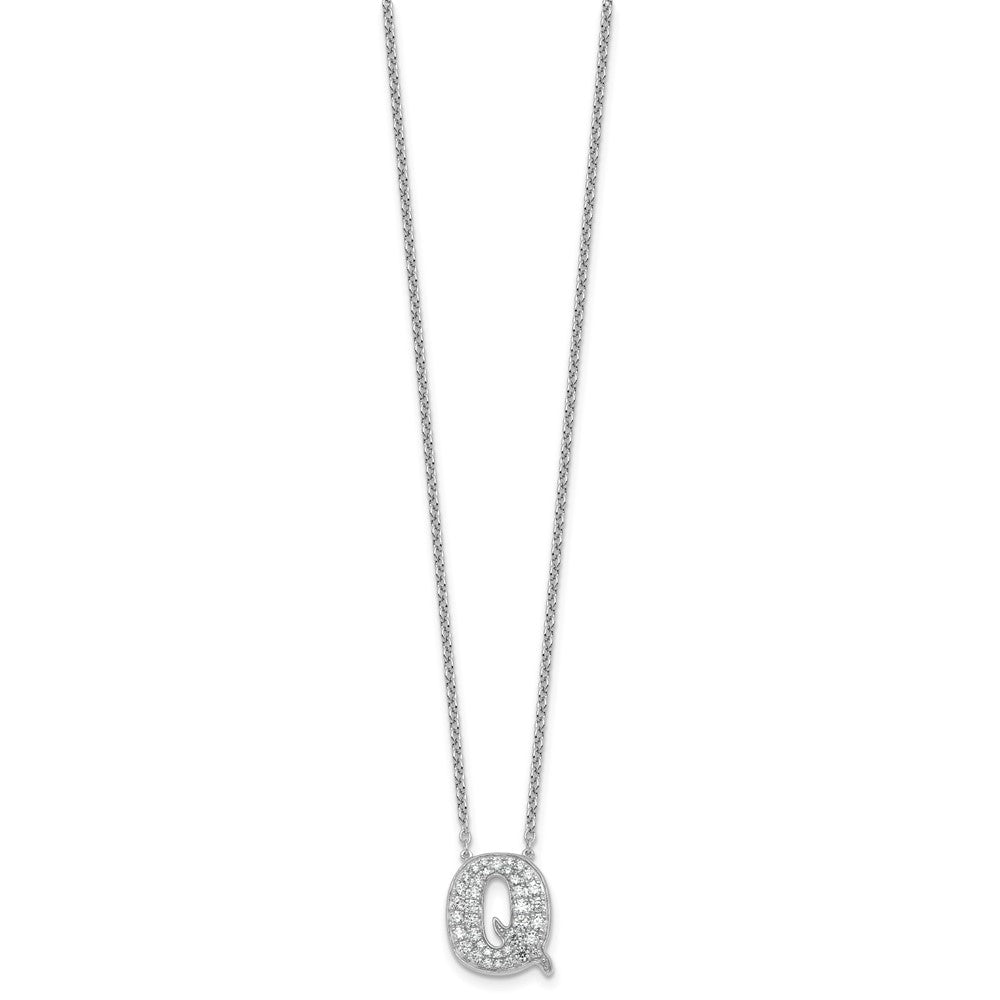 14kw 1/2ct Lab Grown Diamond VS+ F+ Comp Letter Q 18in Initial Necklace