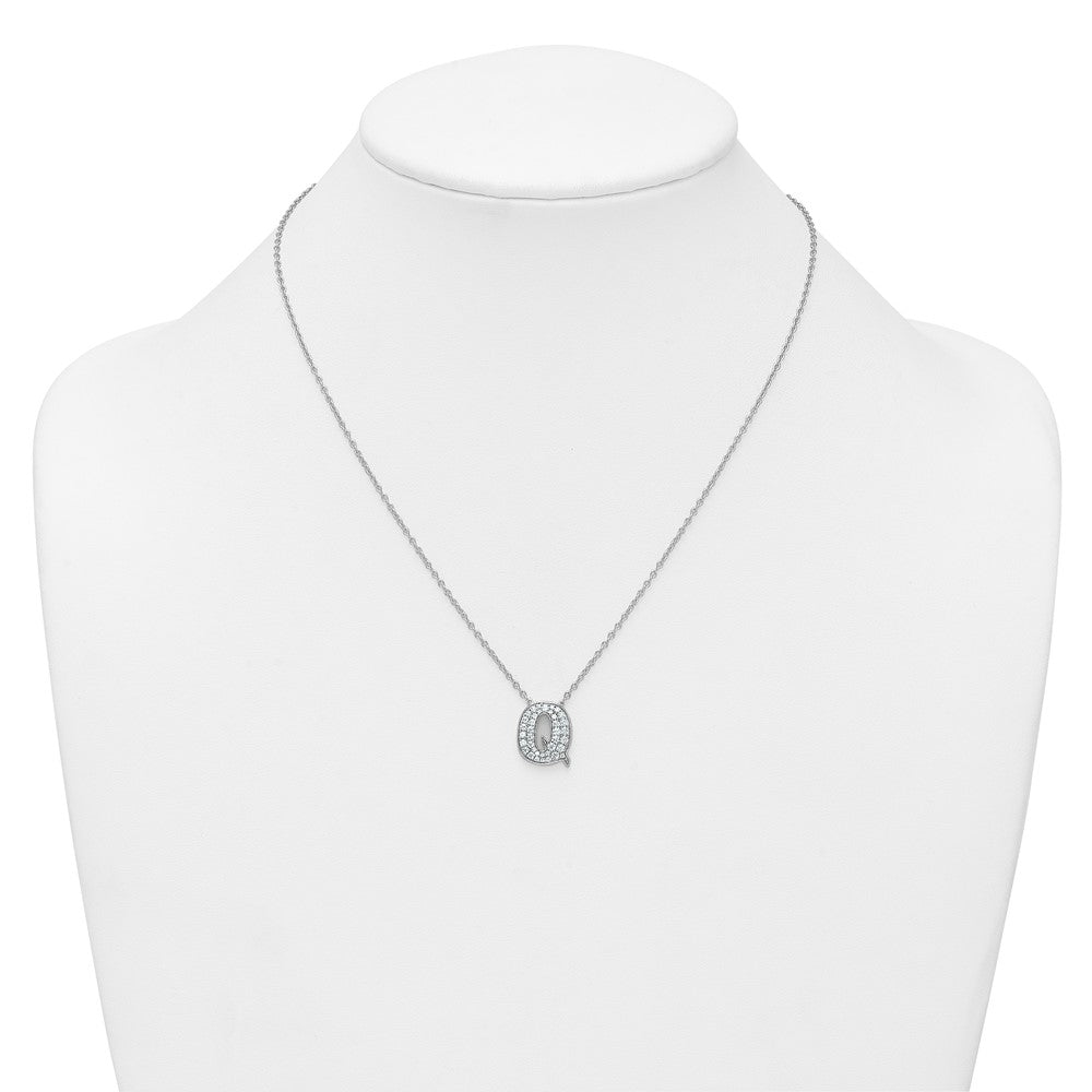 14kw 1/2ct Lab Grown Diamond VS+ F+ Comp Letter Q 18in Initial Necklace