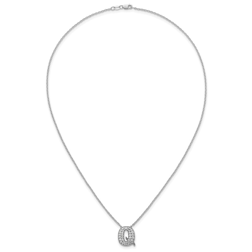 14kw 1/2ct Lab Grown Diamond VS+ F+ Comp Letter Q 18in Initial Necklace