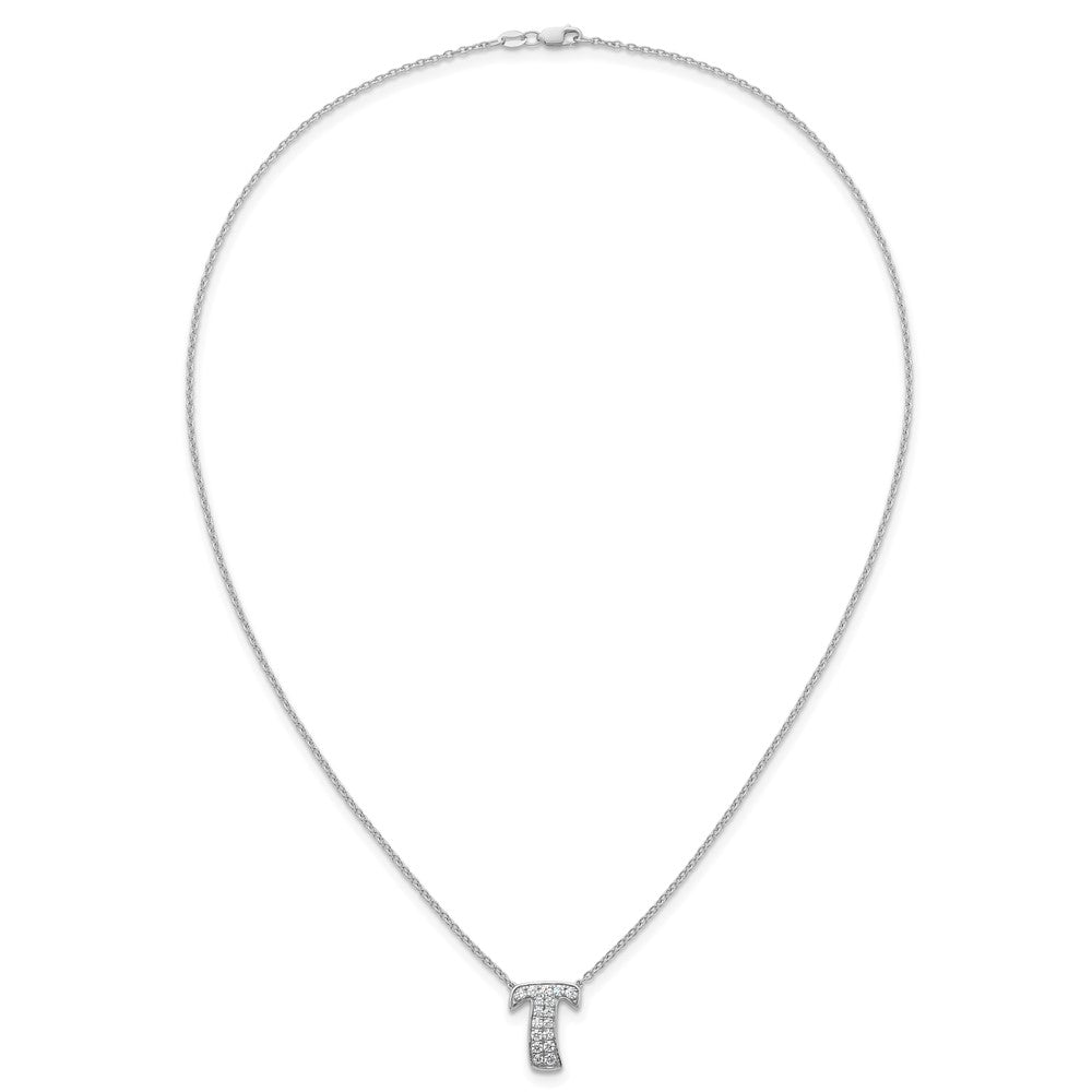 14kw 3/8ct Lab Grown Diamond VS+ F+ Comp Letter T 18in Initial Necklace