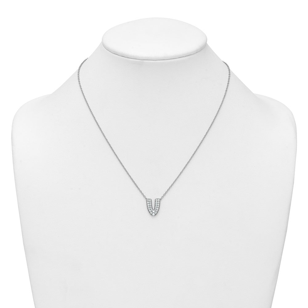 14kw 1/2ct Lab Grown Diamond VS+ F+ Comp Letter V 18in Initial Necklace