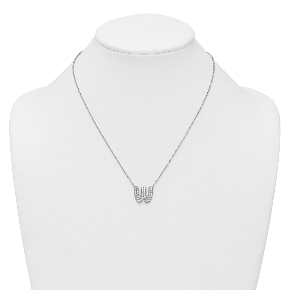 14kw 3/4ct Lab Grown Diamond VS+ F+ Comp Letter W 18in Initial Necklace
