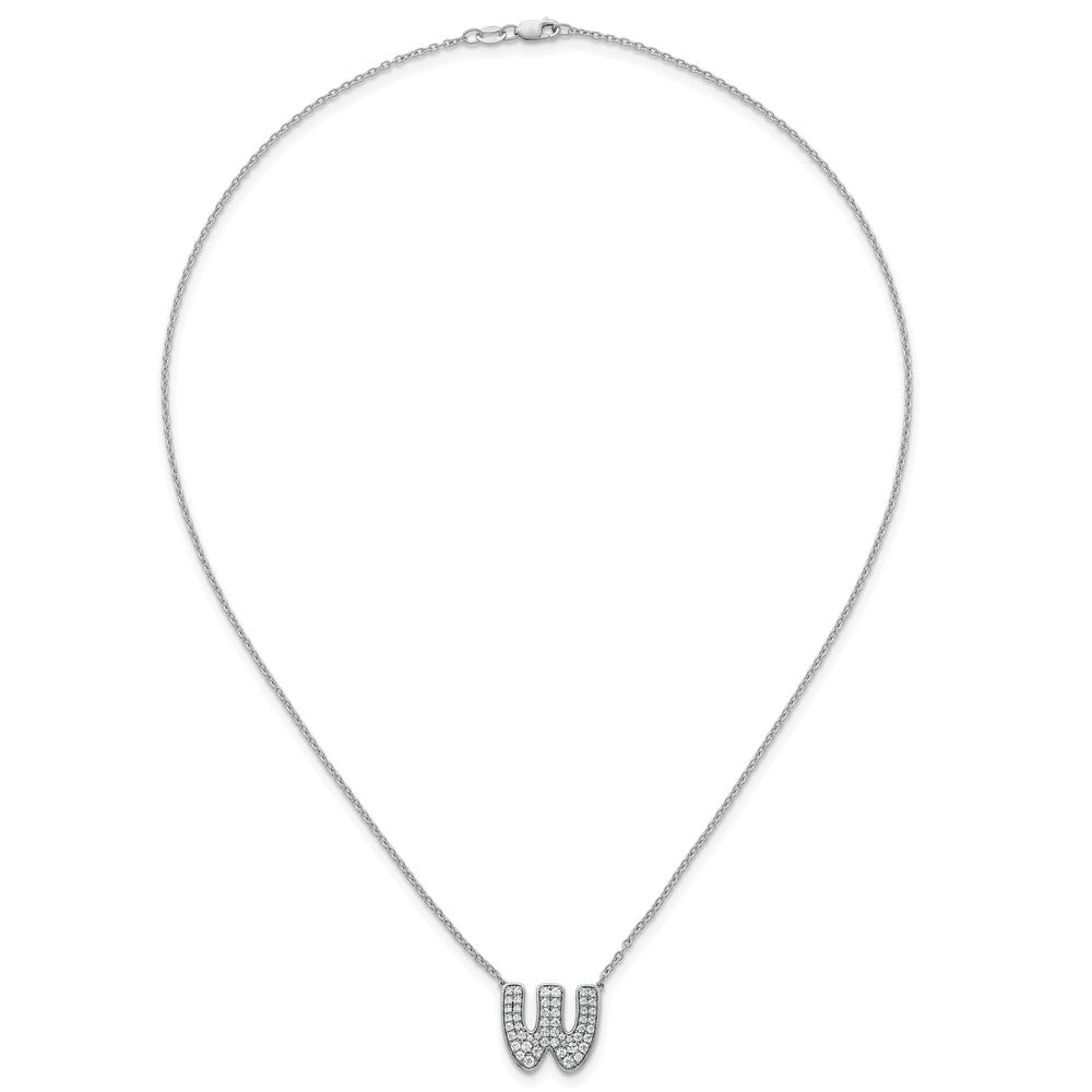 14kw 3/4ct Lab Grown Diamond VS+ F+ Comp Letter W 18in Initial Necklace
