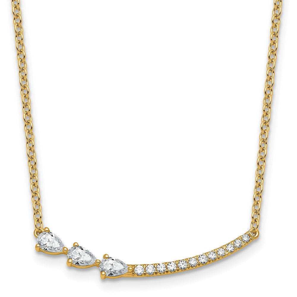 14k 3/4ct Lab Grown Diamond VS+ F+ Comp 18in Fashion Bar Necklace