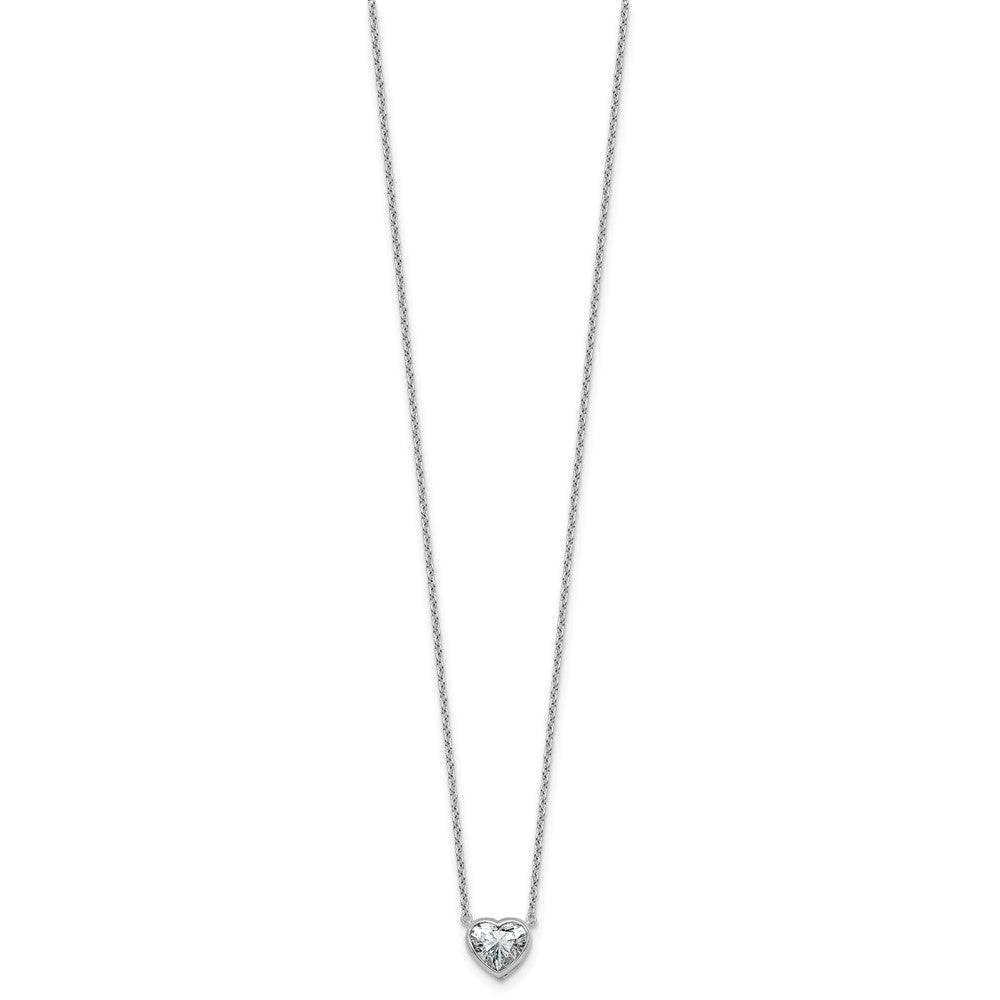 14kw 1ct Cert Lab Grown Diamond VS+ F+ Heart Comp 18in Bezel Necklace