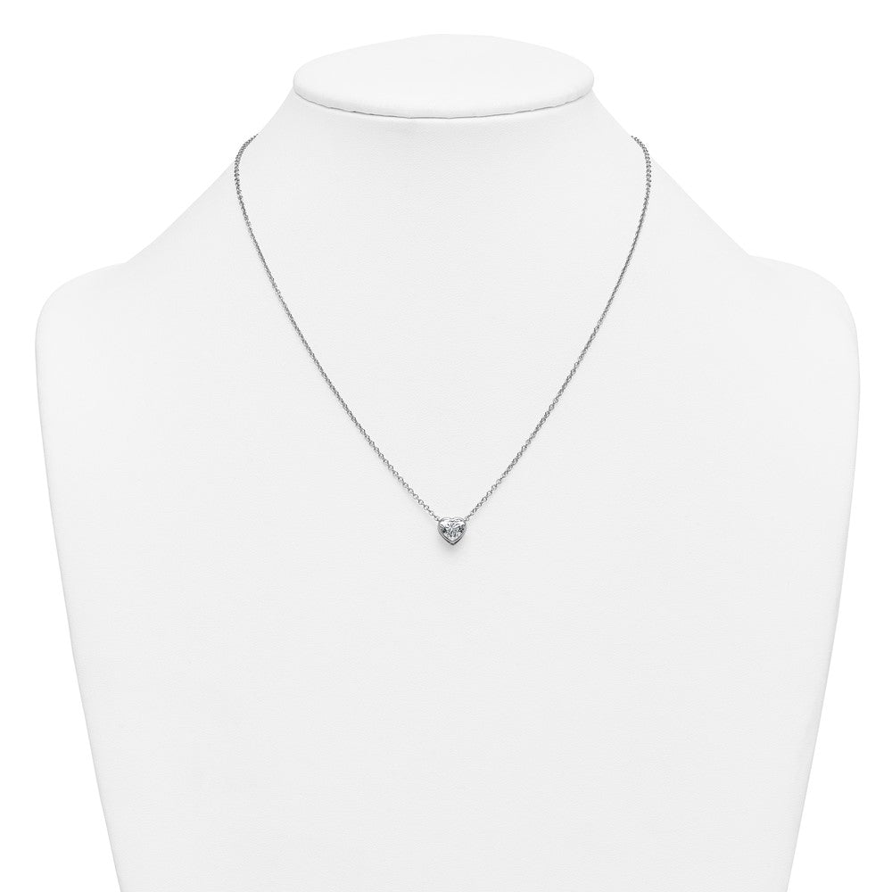 14kw 1ct Cert Lab Grown Diamond VS+ F+ Heart Comp 18in Bezel Necklace