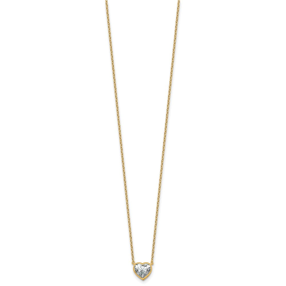 14k 1ct Cert Lab Grown Diamond VS+ F+ Heart Comp 18in Bezel Necklace
