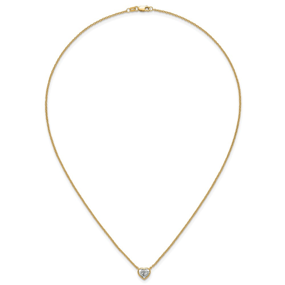 14k 1ct Cert Lab Grown Diamond VS+ F+ Heart Comp 18in Bezel Necklace