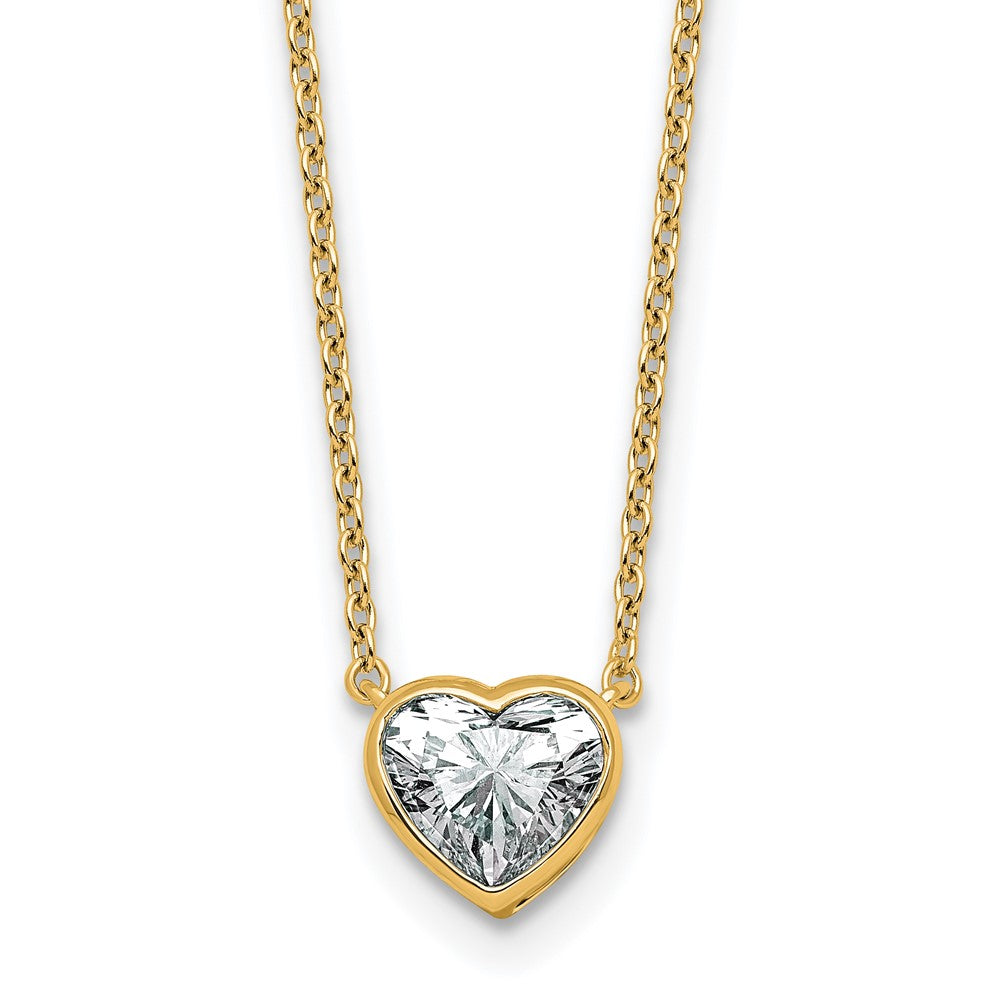 14k 1ct Cert Lab Grown Diamond VS+ F+ Heart Comp 18in Bezel Necklace