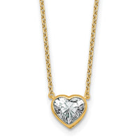 14k 1ct Cert Lab Grown Diamond VS+ F+ Heart Comp 18in Bezel Necklace