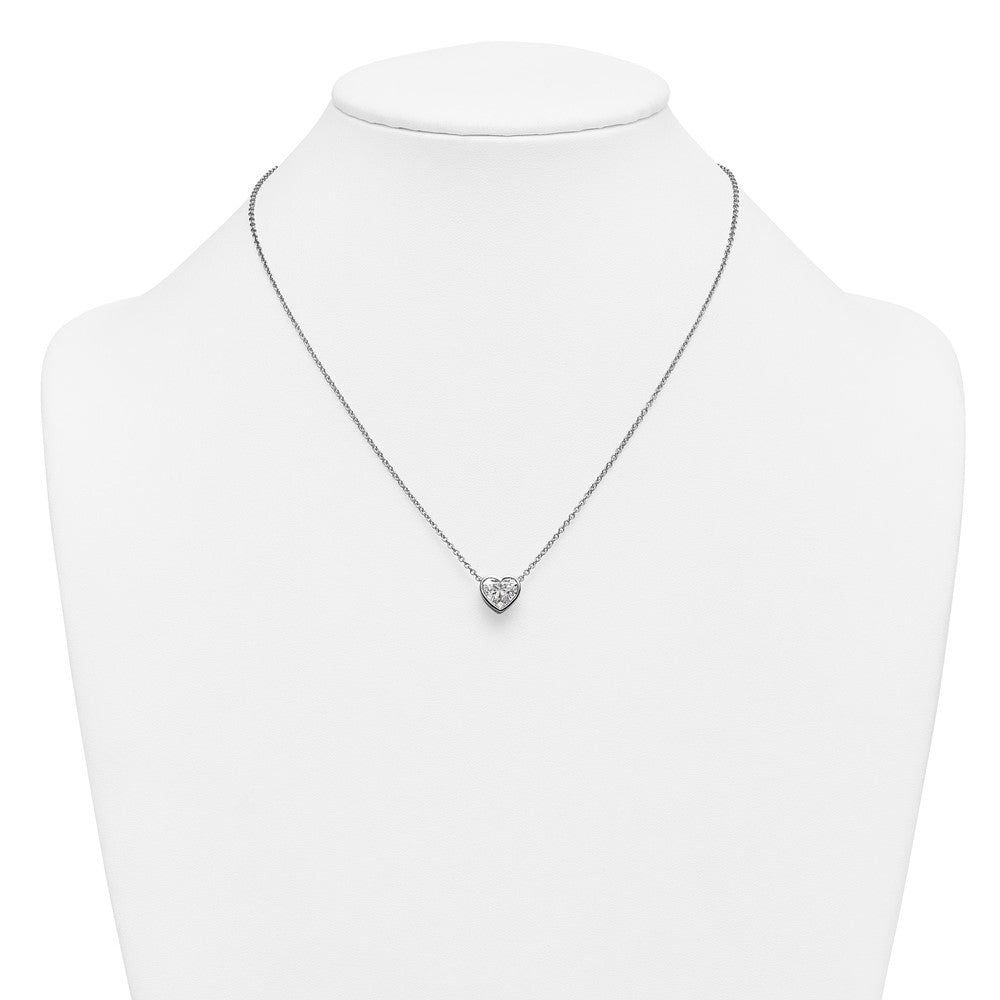 14kw 2ct Cert Lab Grown Diamond VS+ F+ Heart Comp 18in Bezel Necklace