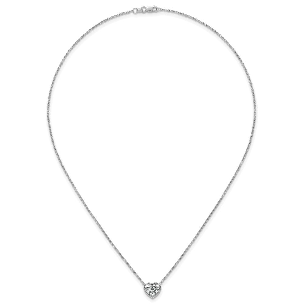 14kw 2ct Cert Lab Grown Diamond VS+ F+ Heart Comp 18in Bezel Necklace