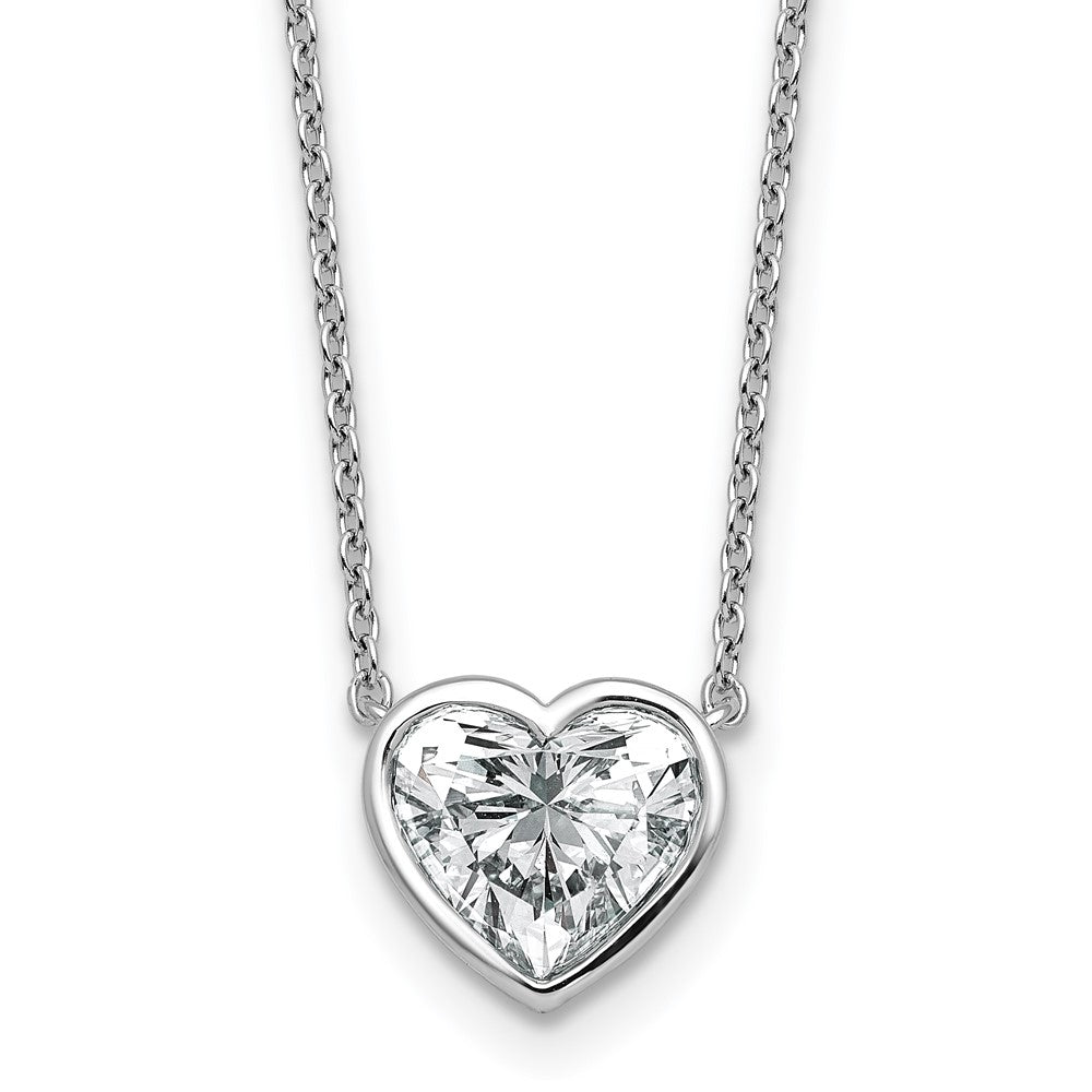 14kw 2ct Cert Lab Grown Diamond VS+ F+ Heart Comp 18in Bezel Necklace