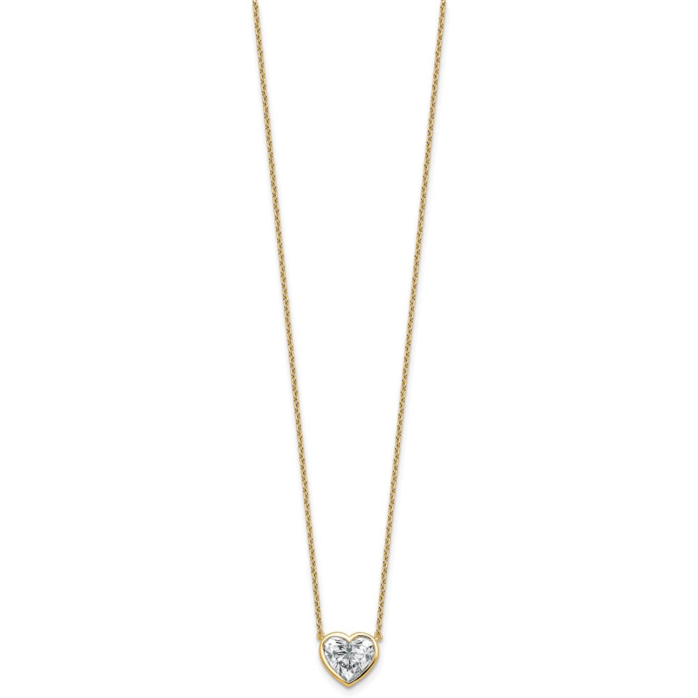 14k 2ct Cert Lab Grown Diamond VS+ F+ Heart Comp 18in Bezel Necklace