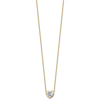 14k 2ct Cert Lab Grown Diamond VS+ F+ Heart Comp 18in Bezel Necklace
