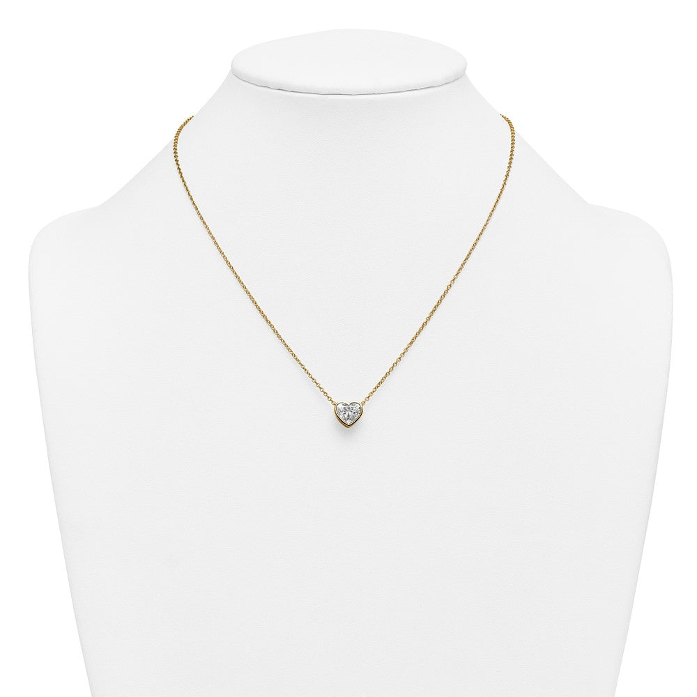 14k 2ct Cert Lab Grown Diamond VS+ F+ Heart Comp 18in Bezel Necklace