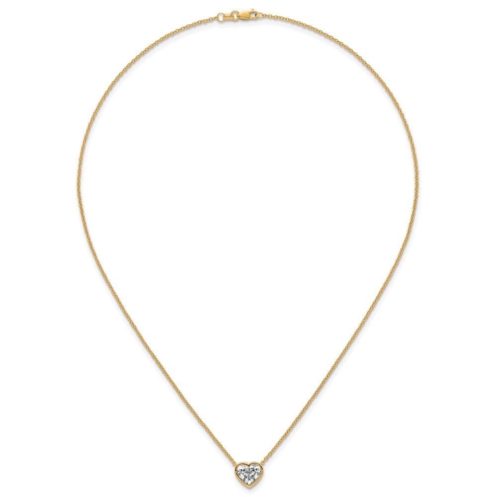 14k 2ct Cert Lab Grown Diamond VS+ F+ Heart Comp 18in Bezel Necklace