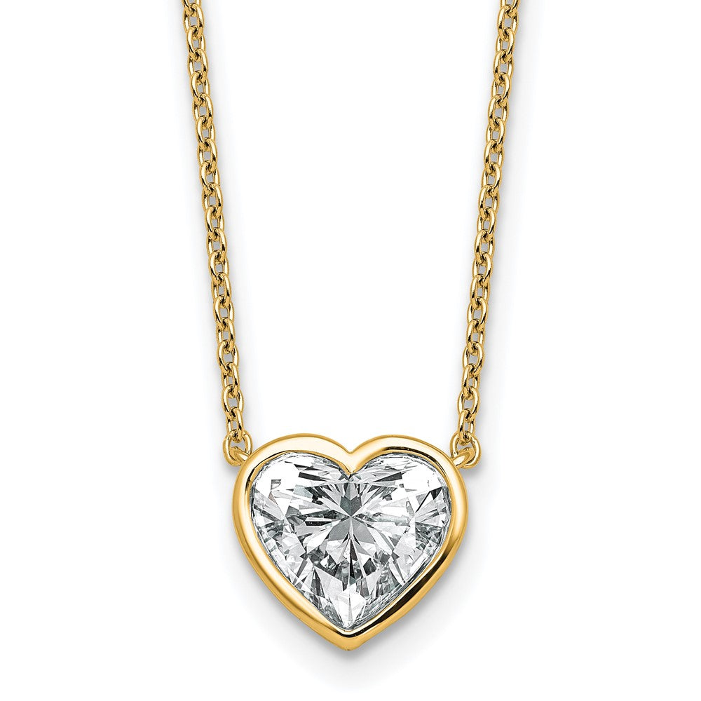 14k 2ct Cert Lab Grown Diamond VS+ F+ Heart Comp 18in Bezel Necklace