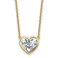 14k 2ct Cert Lab Grown Diamond VS+ F+ Heart Comp 18in Bezel Necklace