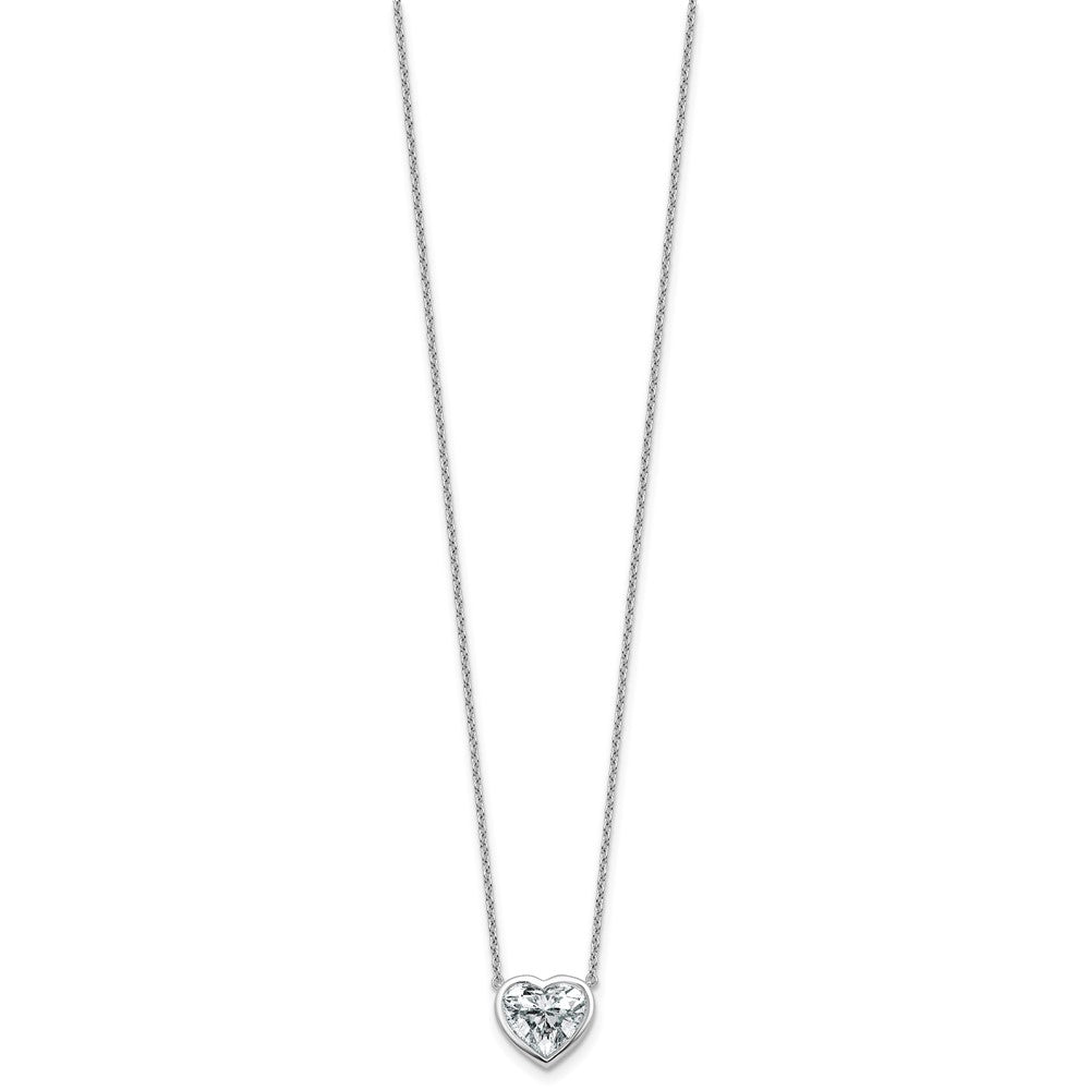 14kw 2 1/2ct Cert Lab Grown Diamond VS+ F+ Heart Comp 18in Bezel Necklace