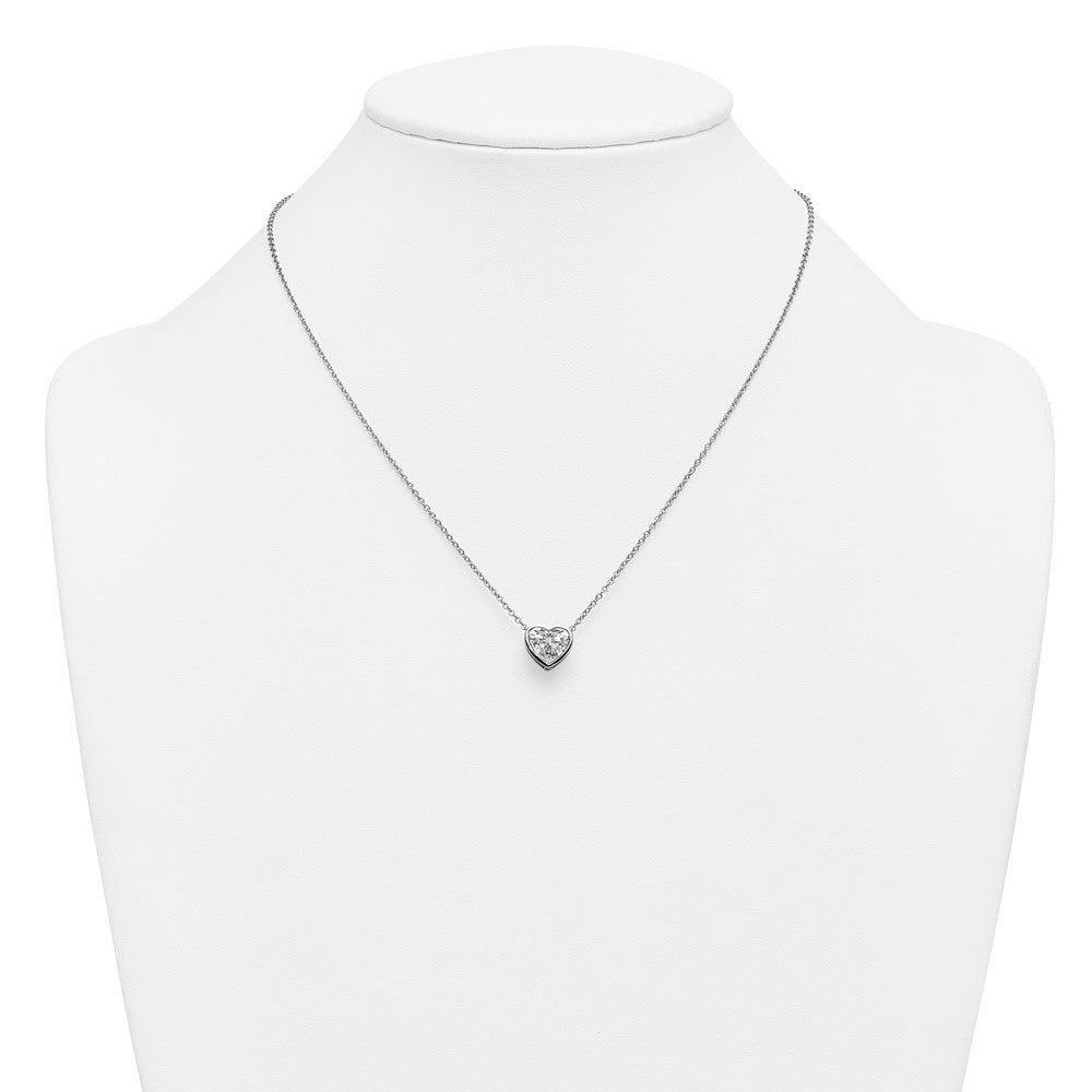 14kw 2 1/2ct Cert Lab Grown Diamond VS+ F+ Heart Comp 18in Bezel Necklace