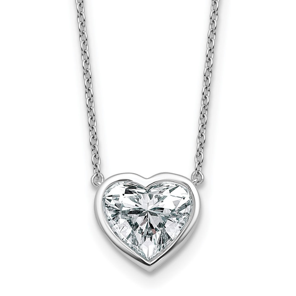 14kw 2 1/2ct Cert Lab Grown Diamond VS+ F+ Heart Comp 18in Bezel Necklace
