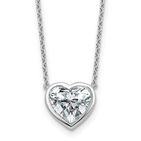 14kw 2 1/2ct Cert Lab Grown Diamond VS+ F+ Heart Comp 18in Bezel Necklace