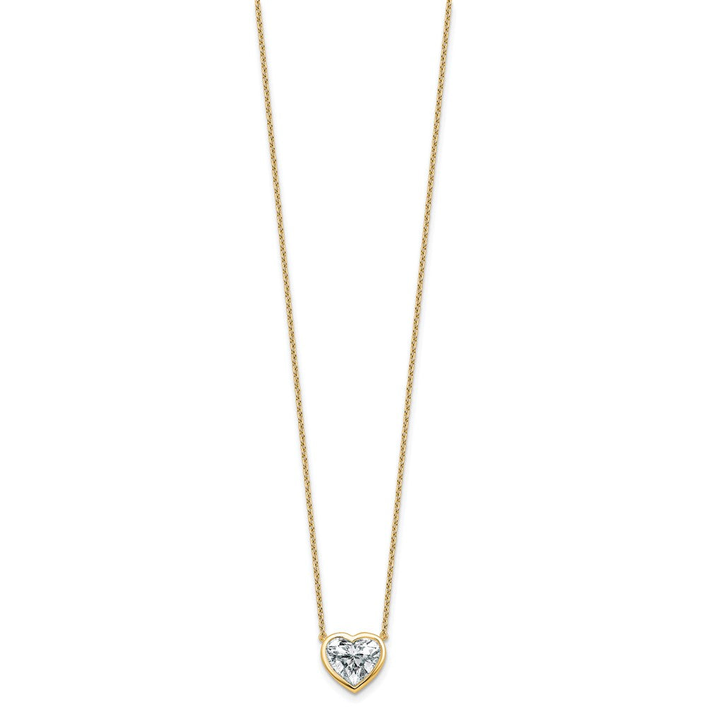 14k 2 1/2ct Cert Lab Grown Diamond VS+ F+ Heart Comp 18in Bezel Necklace