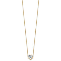 14k 2 1/2ct Cert Lab Grown Diamond VS+ F+ Heart Comp 18in Bezel Necklace