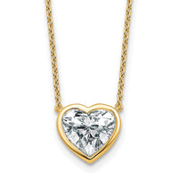 14k 2 1/2ct Cert Lab Grown Diamond VS+ F+ Heart Comp 18in Bezel Necklace