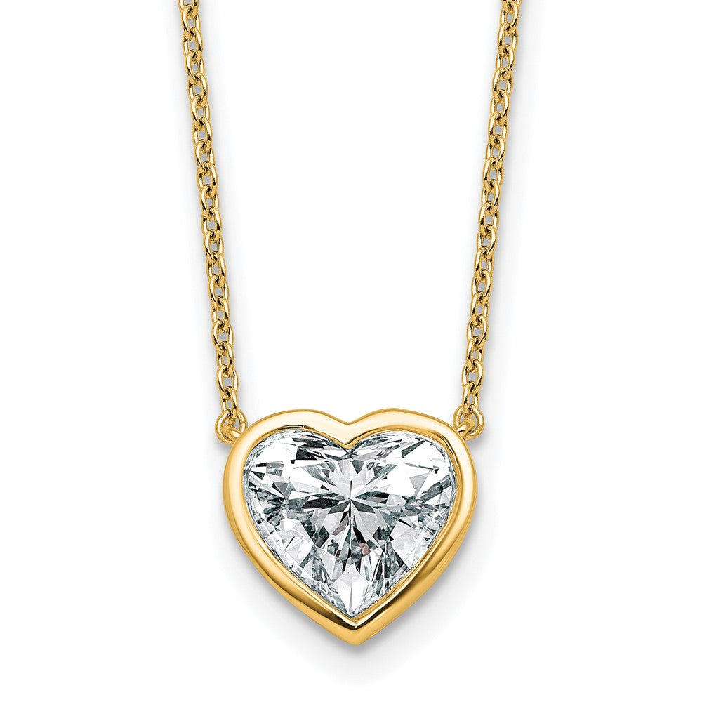 14k 2 1/2ct Cert Lab Grown Diamond VS+ F+ Comp Heart Bezel Pendant