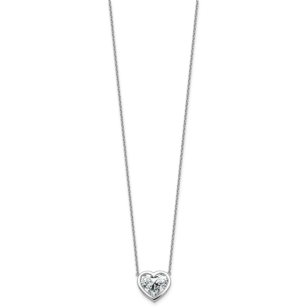 14kw 4ct Cert Lab Grown Diamond VS+ F+ Heart Comp 18in Bezel Necklace