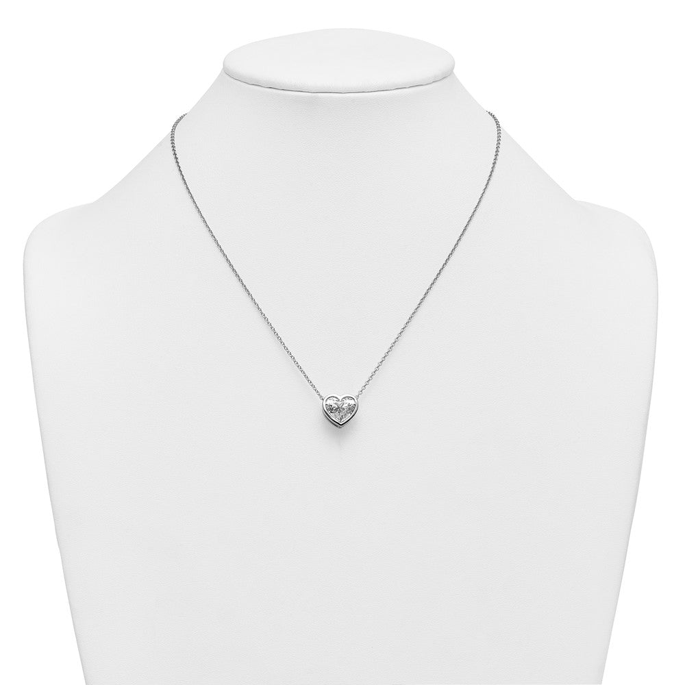 14kw 4ct Cert Lab Grown Diamond VS+ F+ Heart Comp 18in Bezel Necklace