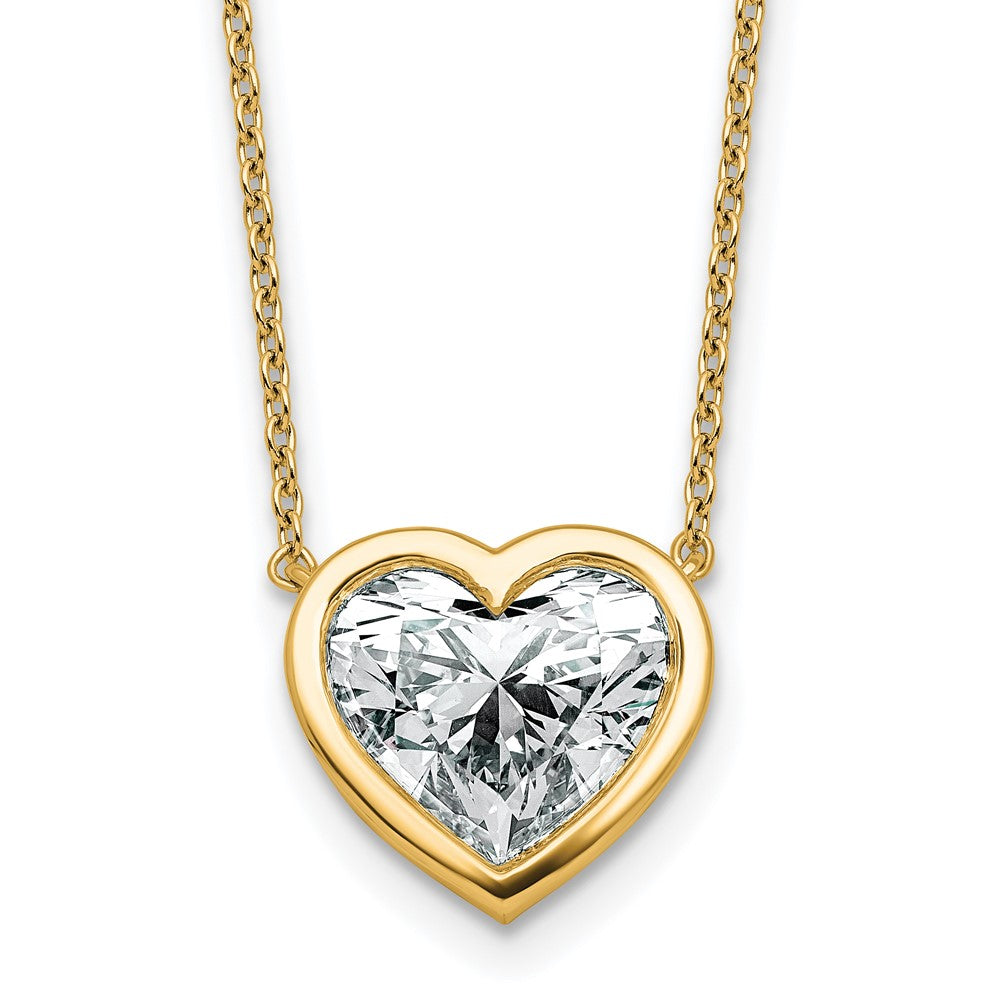 14k 4ct Cert Lab Grown Diamond VS+ F+ Comp Heart Bezel Pendant