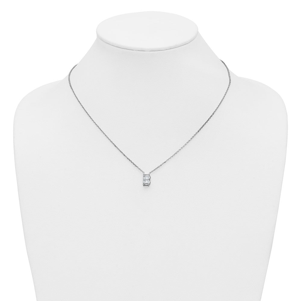 14kw 2ct Lab Grown Dia VS+ F+ Comp Letter B 18in Initial Necklace