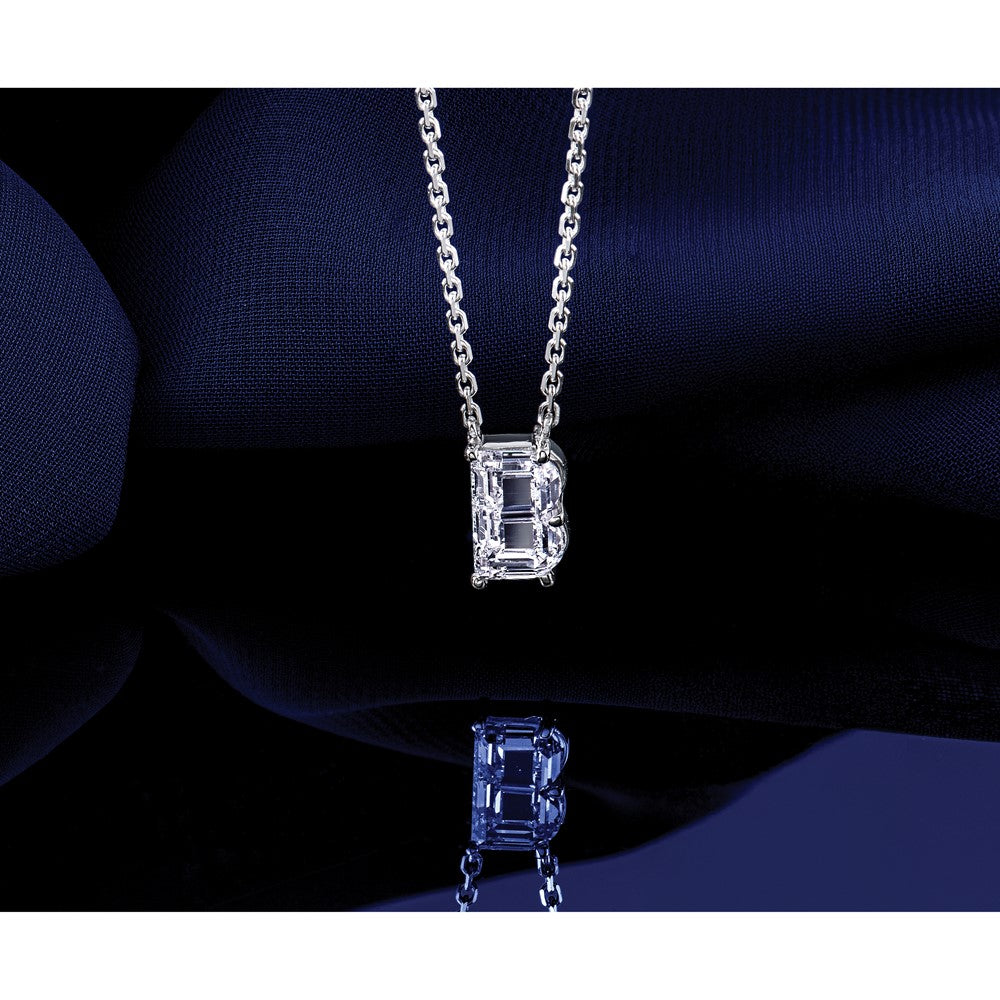 14kw 2ct Lab Grown Dia VS+ F+ Comp Letter B 18in Initial Necklace