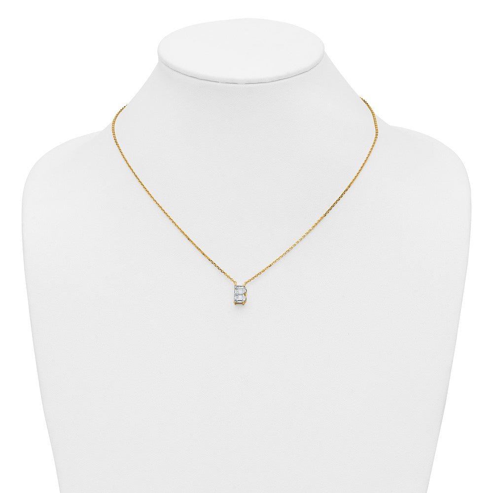 14k 2ct Lab Grown Dia VS+ F+ Comp Letter B 18in Initial Necklace