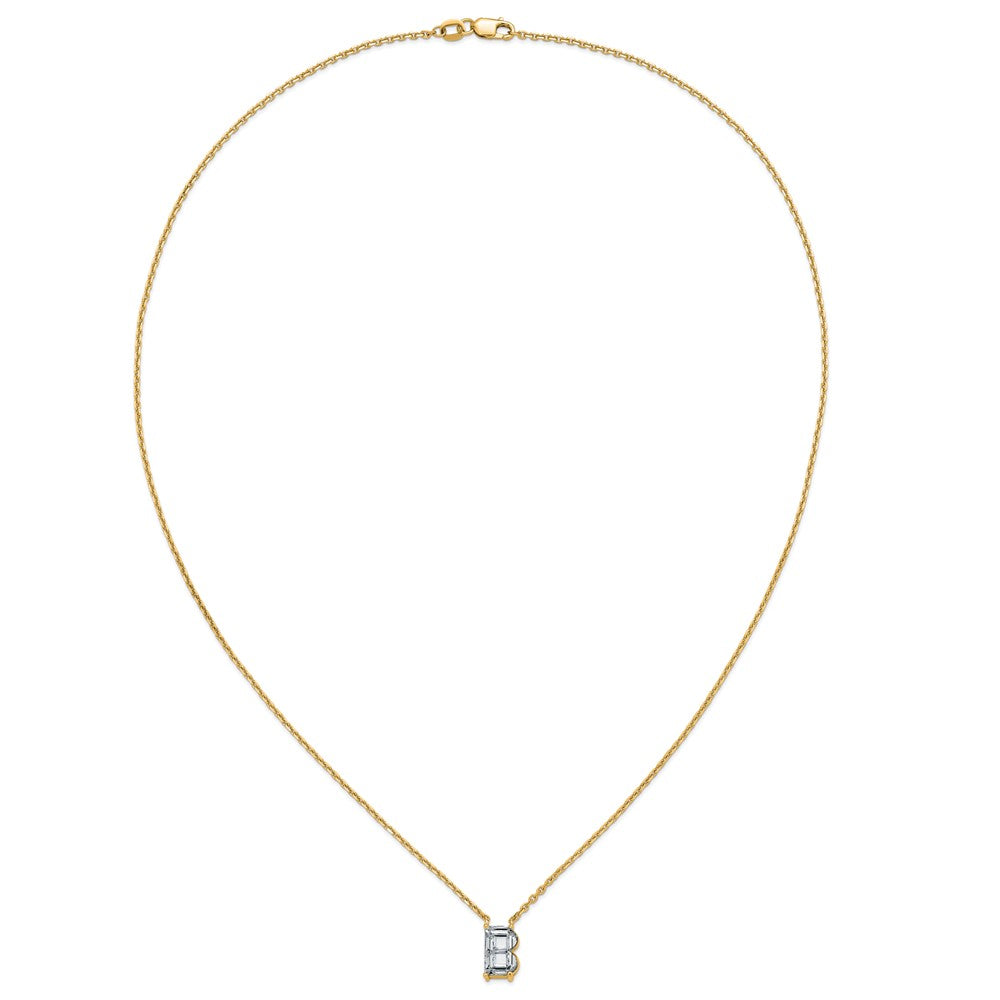 14k 2ct Lab Grown Dia VS+ F+ Comp Letter B 18in Initial Necklace