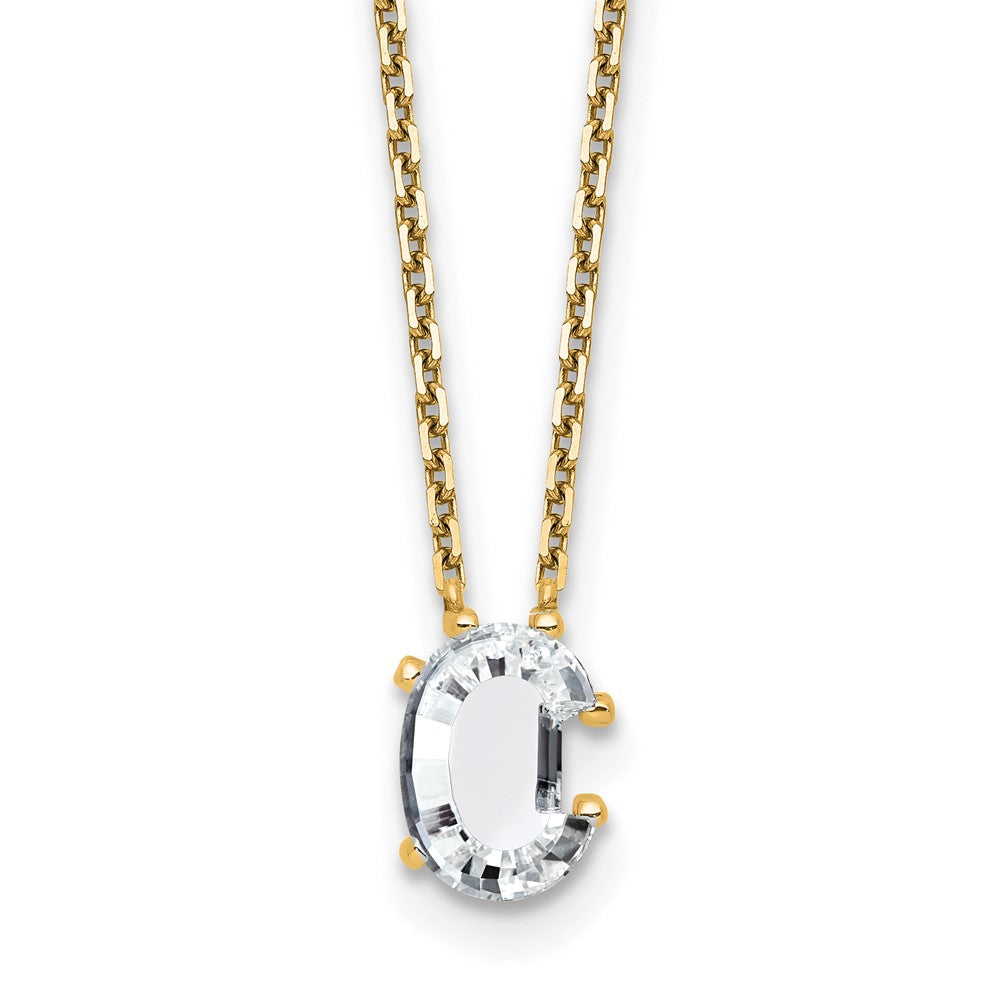 14k 1 3/4ct Lab Grown Dia VS+ F+ Comp Letter C 18in Initial Necklace