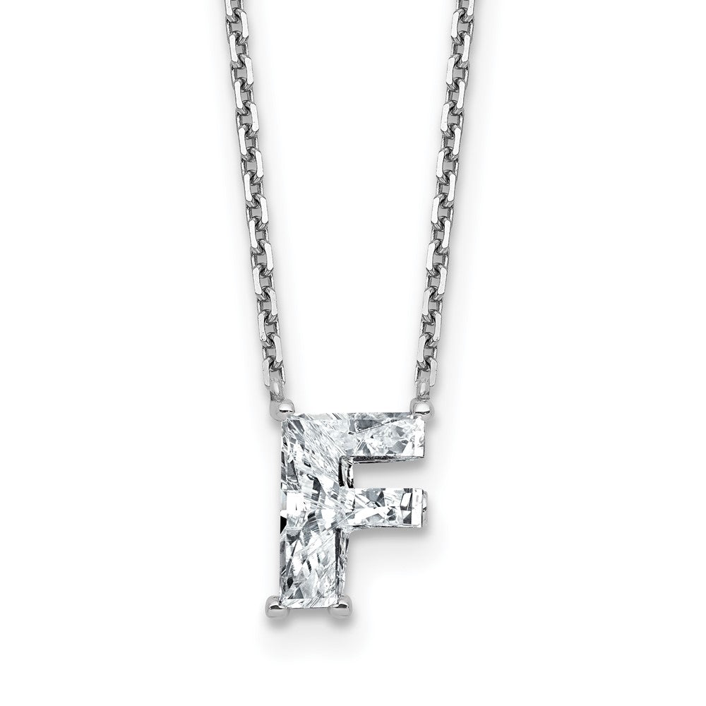 14kw 1 1/2ct Lab Grown Dia VS+ F+ Comp Letter F 18in Initial Necklace